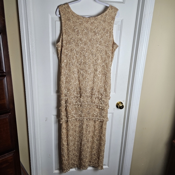 Designs Today's Women Elegant Lace Beige/Gold Dress/Jacket Size XL - Picture 3 of 16